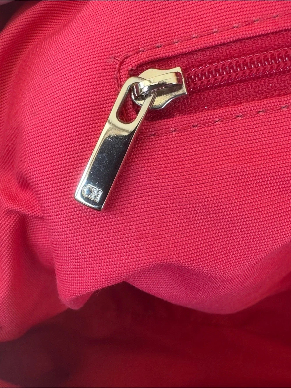 🔥 CH Carolina Herrera Red Leather Andy Monogram Satchel Bag Spain